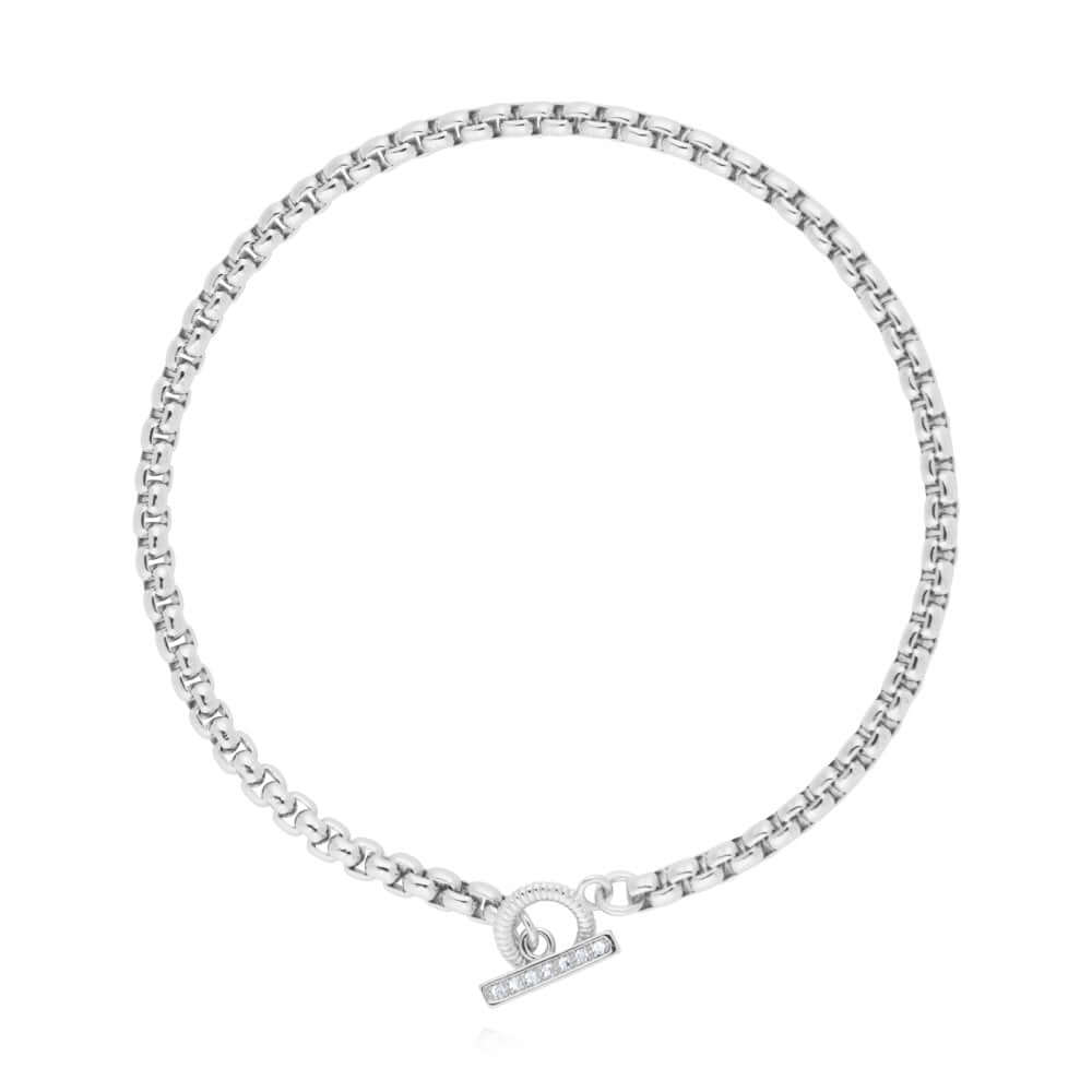 Halo Silver T Bar 18cm Bracelet