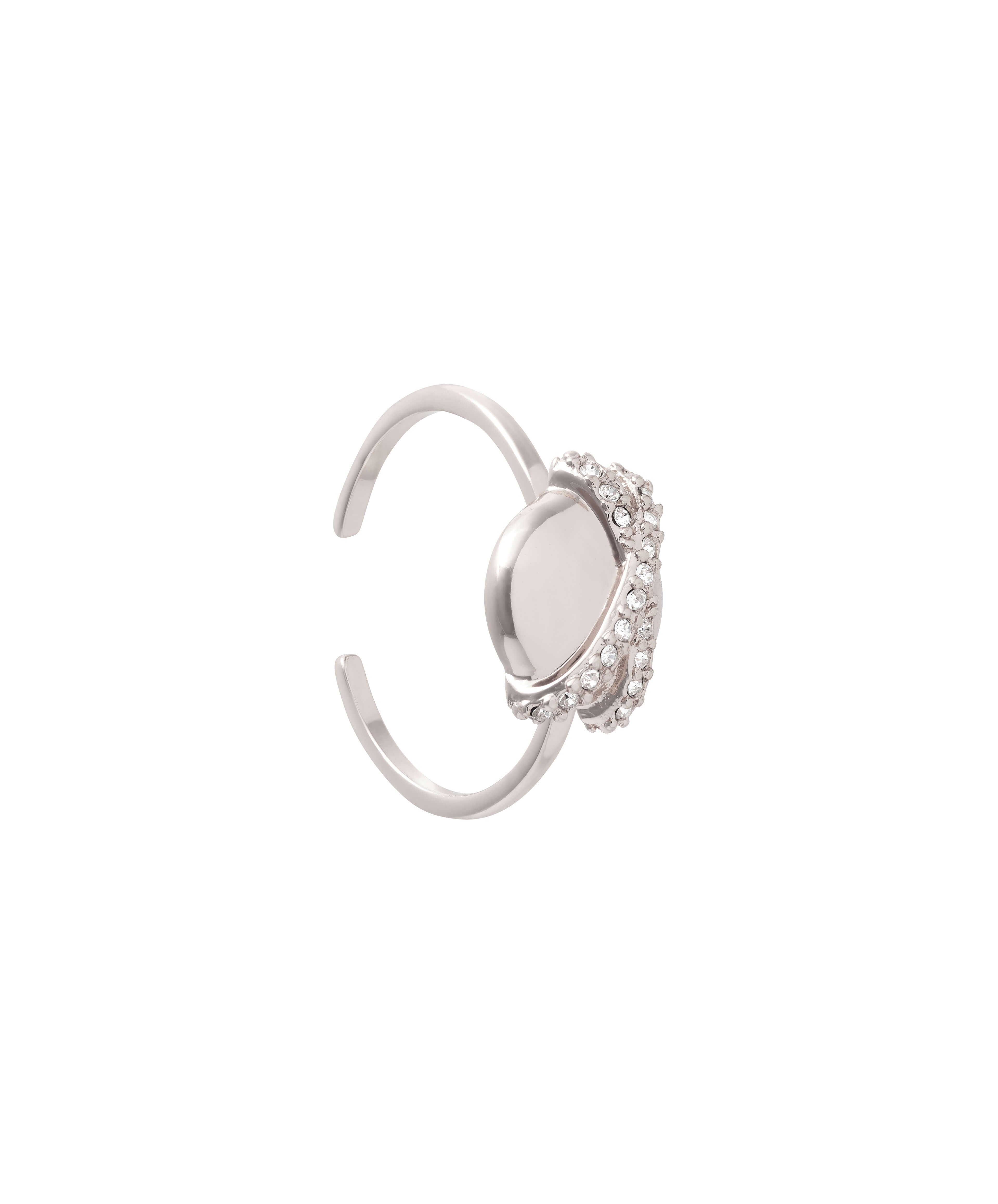 Classics Rhodium Plated Planet Open Ring- Size 7