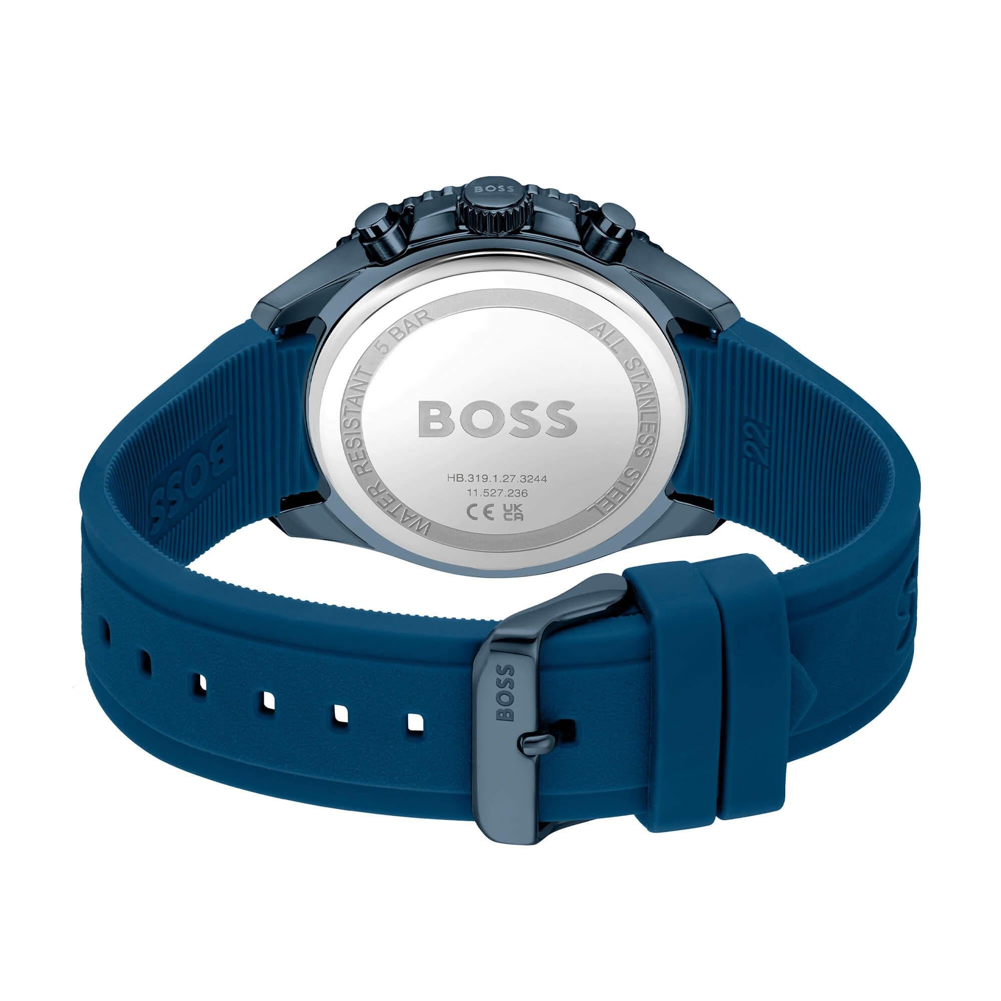 Runner Blue Chronograph Dial With Blue Silicone Strap Mens Watch