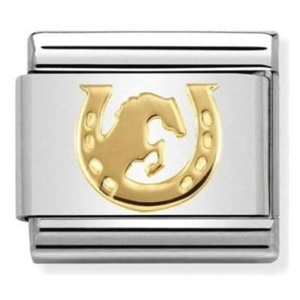 Stainless Steel & Gold Horse and Horseshoe Classic Link