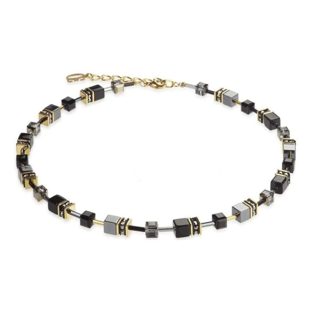 Ladies Gold & Black Glass, Haematite & Swarovski Elements Necklace