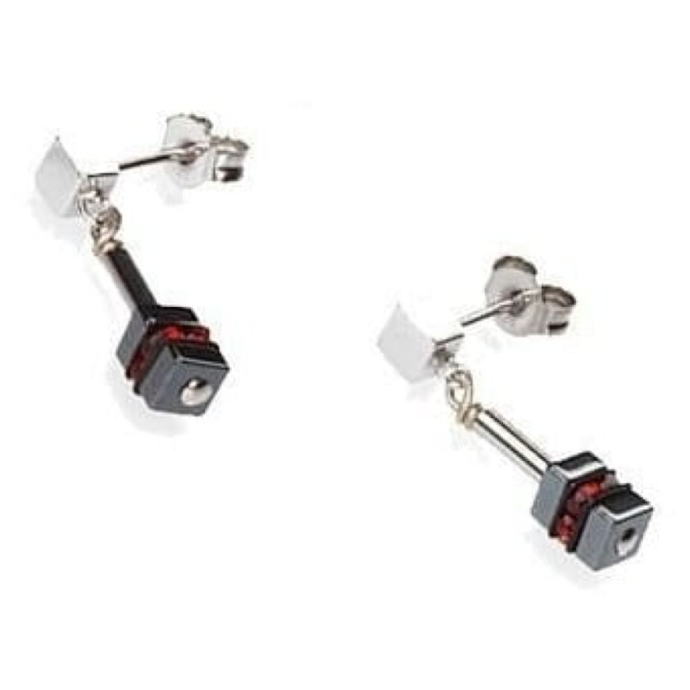 Red Rhinestone Swarovski & Haemtite Earrings