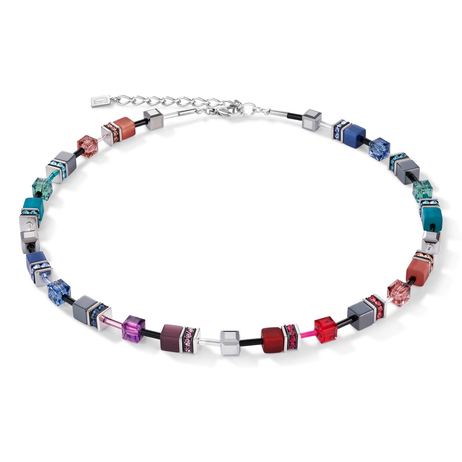 Multicolour Art Nouveau Geo Cube Necklace