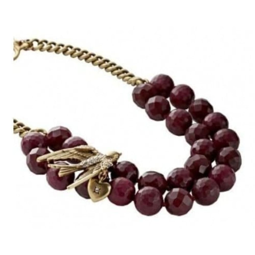 Ladies Bronze Purple Beaded & Rare Bird Necklace