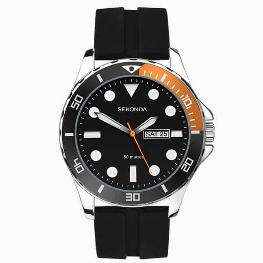 Balearic Black Dial With Alloy Case & Black Rubber Strap Men's Watch