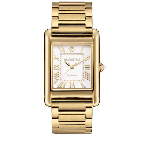 WP6 Metal Shiny Gold Strap White Gold Dial Watch
