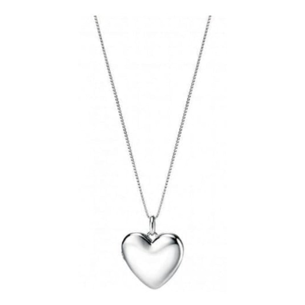Ladies Silver Heart Locked Chain Necklace