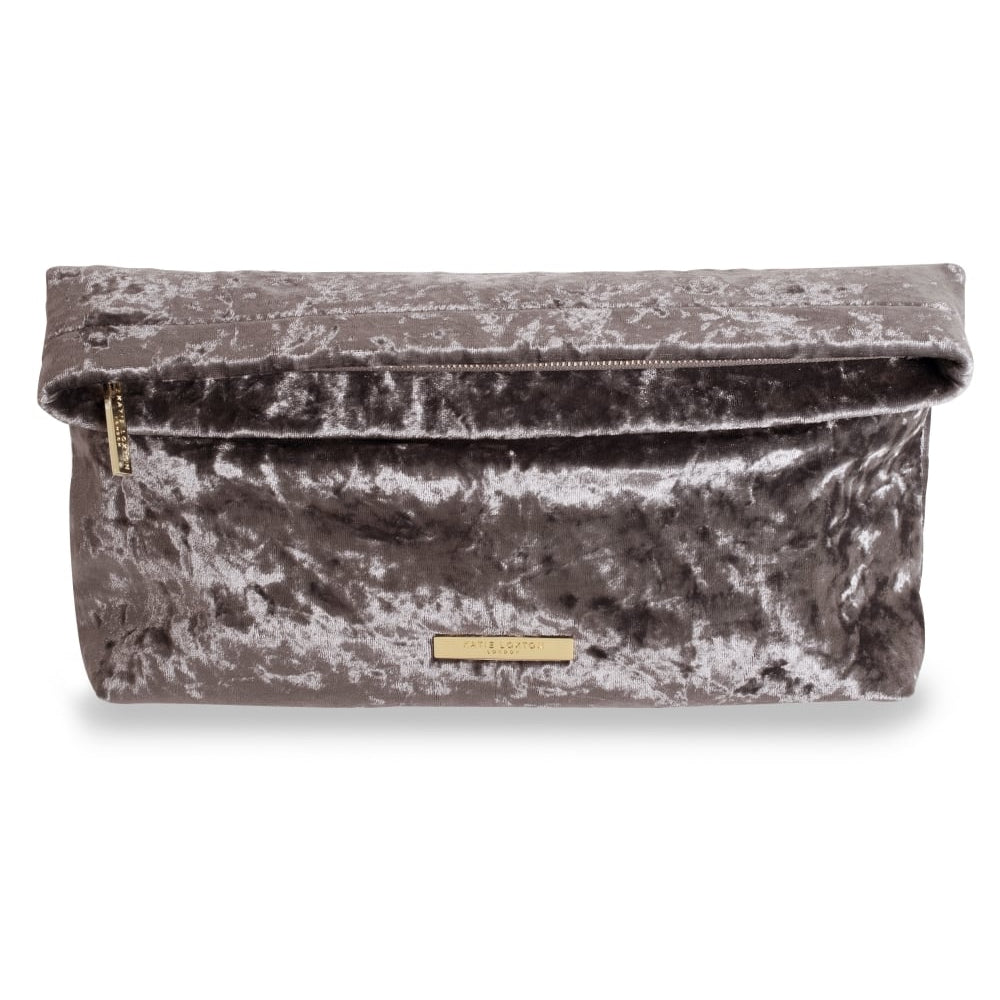 VALENTINA VELVET CLUTCH - crushed taupe - 23.5x29x7cm