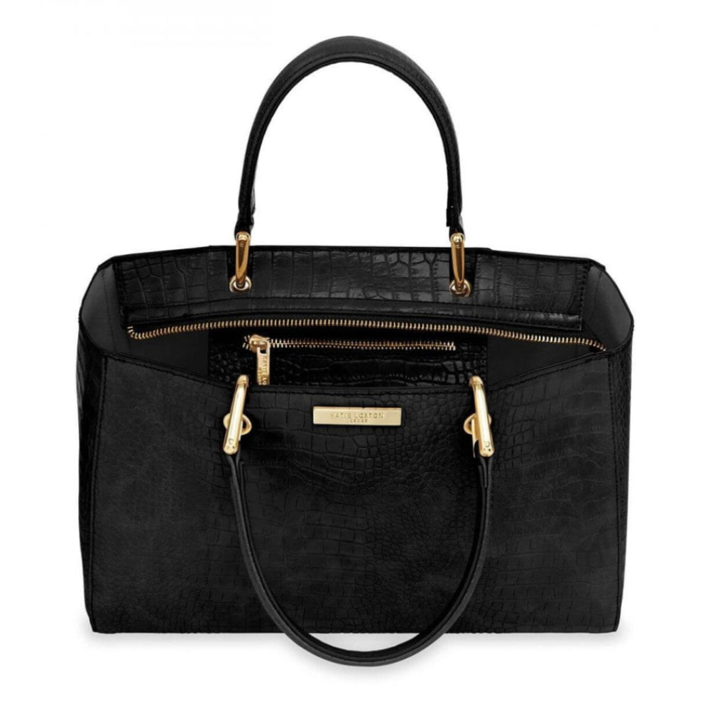 Celine Faux Croc Handbag | Black | 20 X 33 X 18 Cm