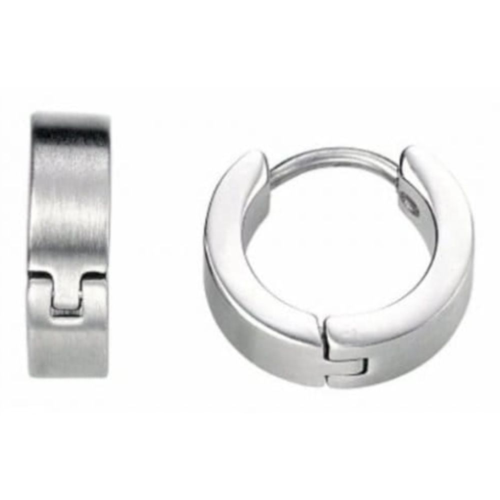 Brushed Steel Huggie Earrings