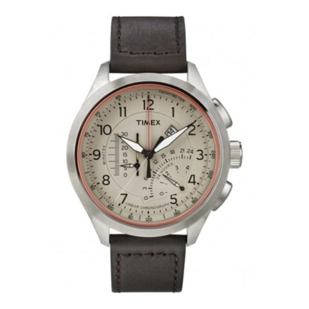 Intelligent Quartz Linear Brown Leather Watch