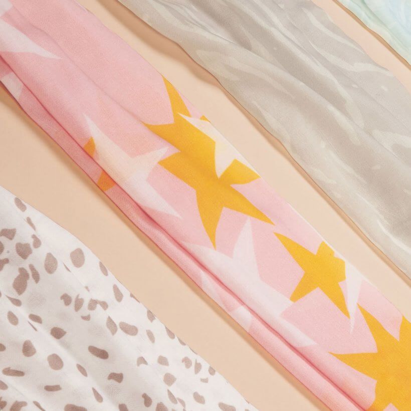 Printed Scarf | Zebra Print | Pale Grey