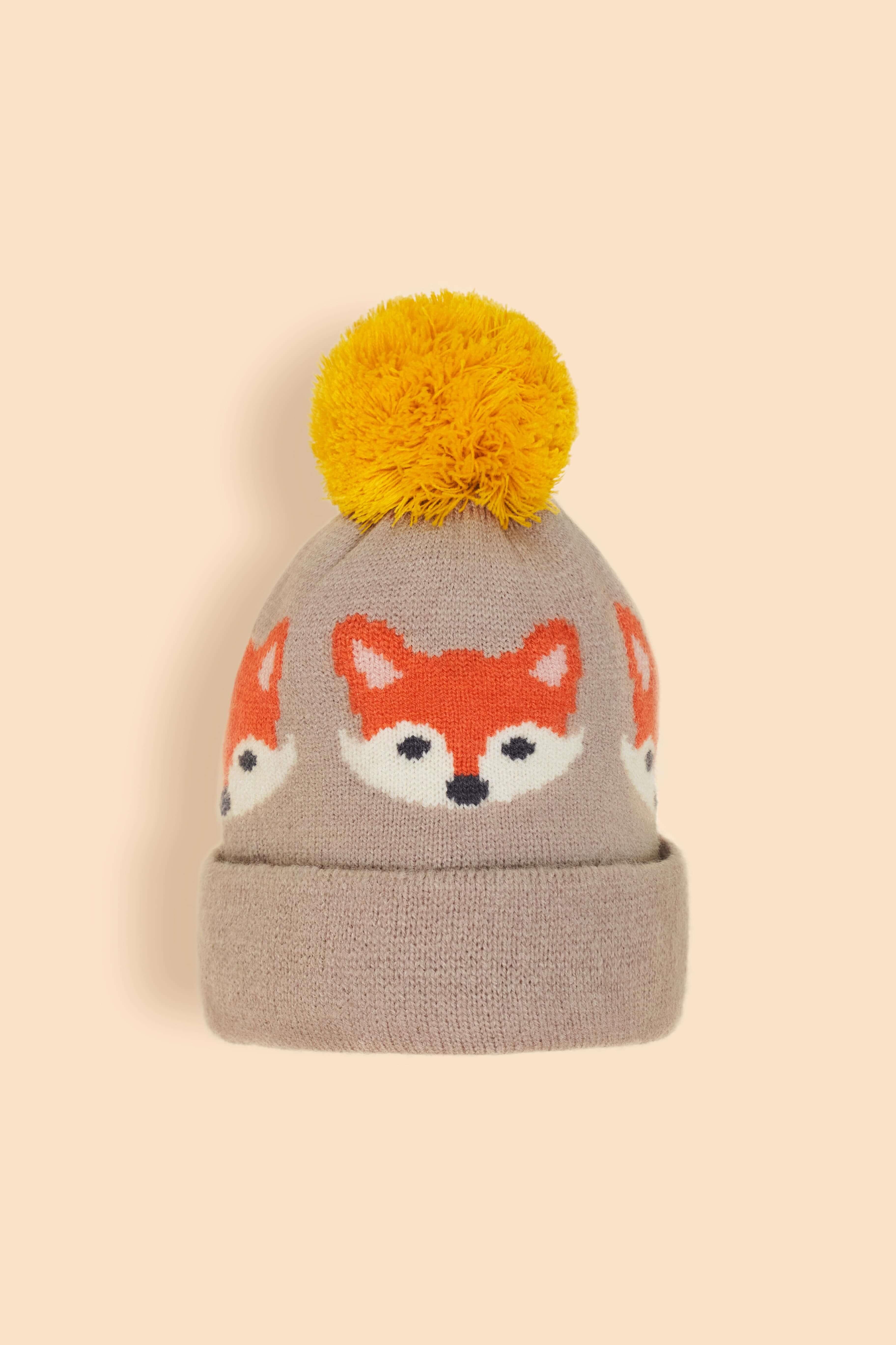 Kids Knitted Hat - Fox, Slate