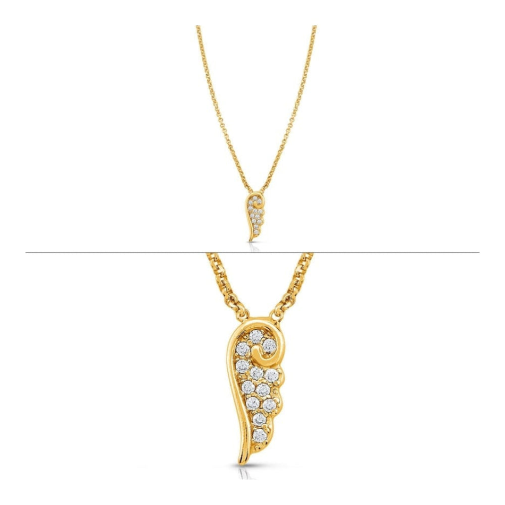 Gold Plated Sterling Silver Cubic Zirconia Wing Necklace