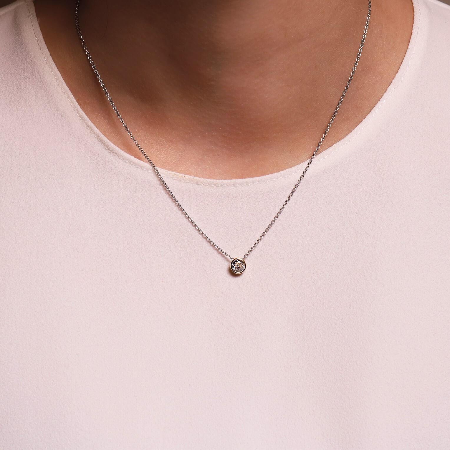 Gold Plated Round CZ Pendant With Silver Chain Necklace