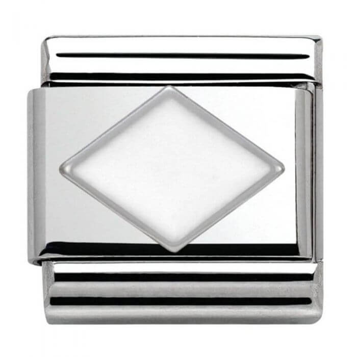 Classic White Enamel Rhombus Link