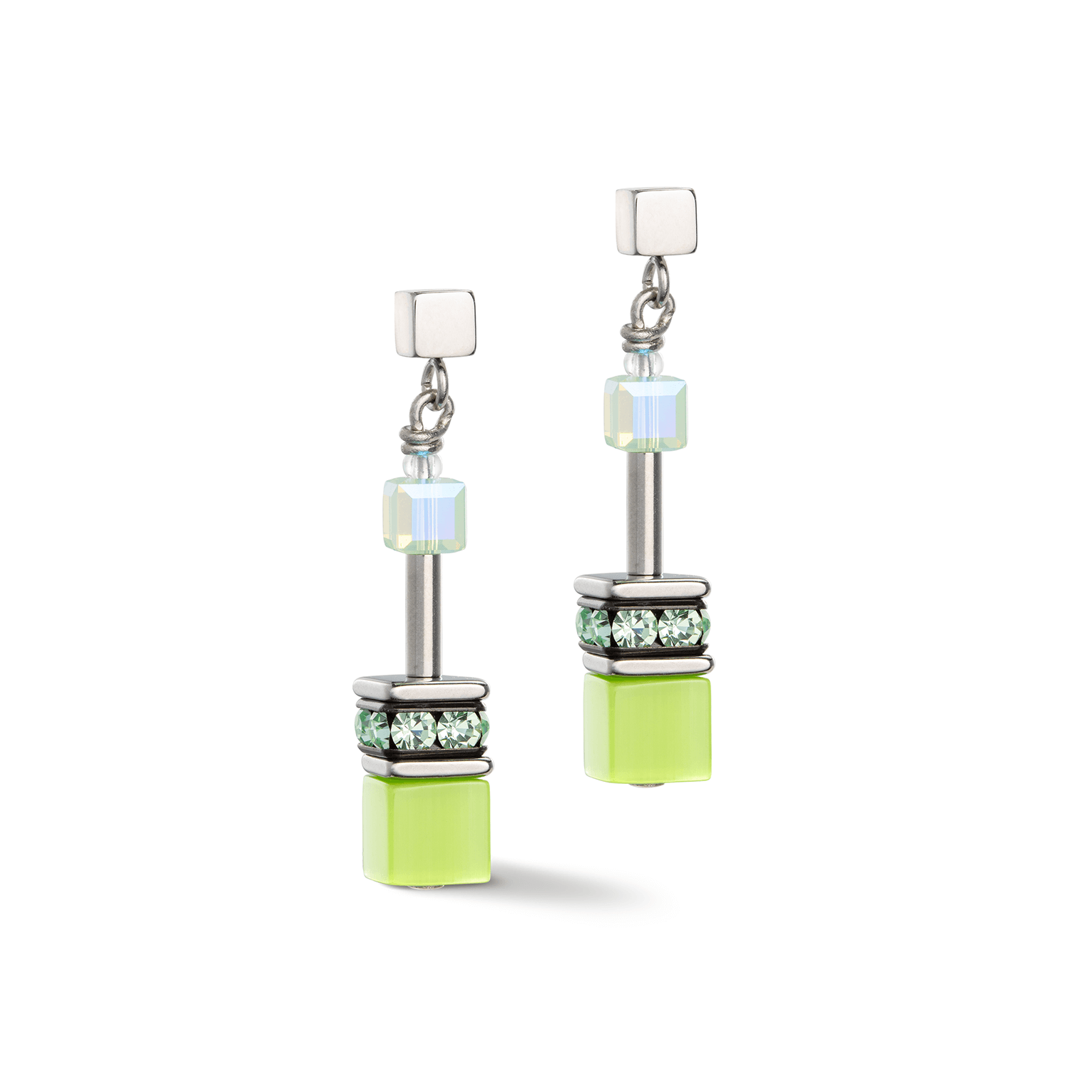 GeoCUBE Iconic Joyful Green Colour Earrings With Stickpin