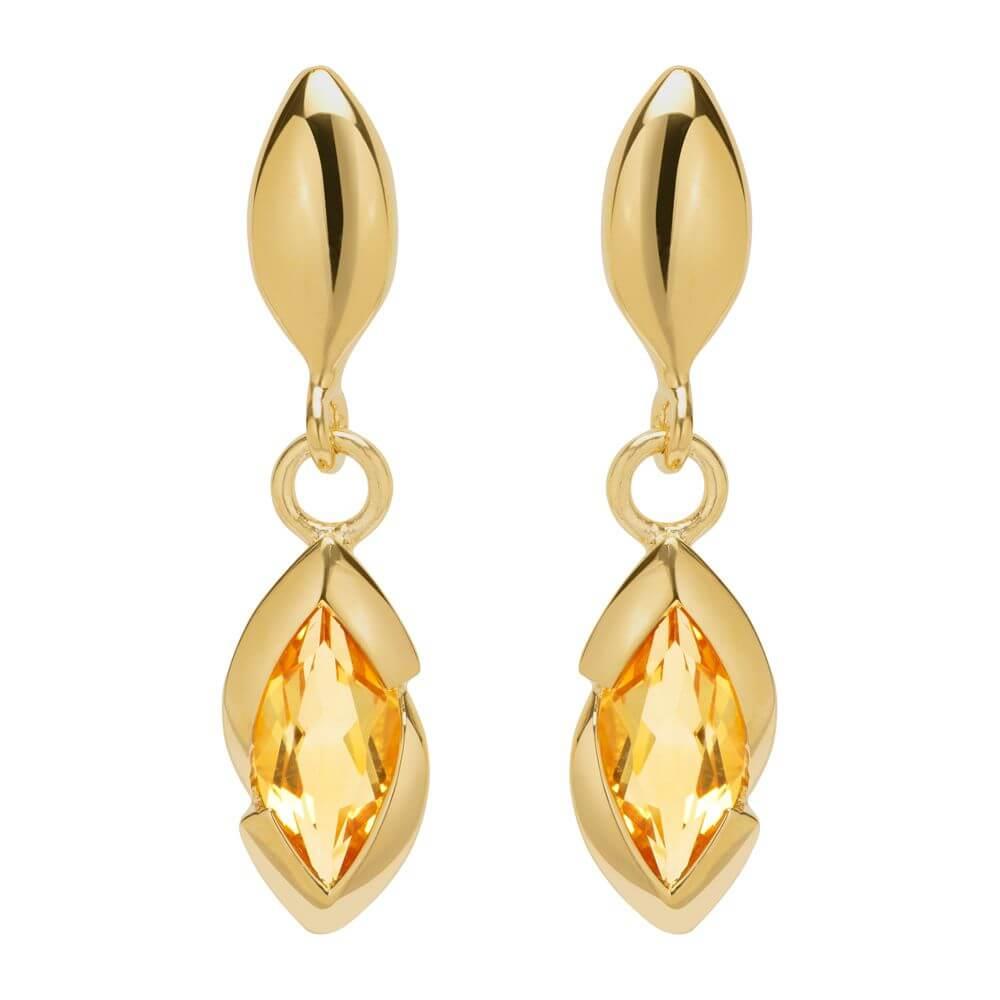Golden Citrine Yellow Gold Plated Drop Earrings
