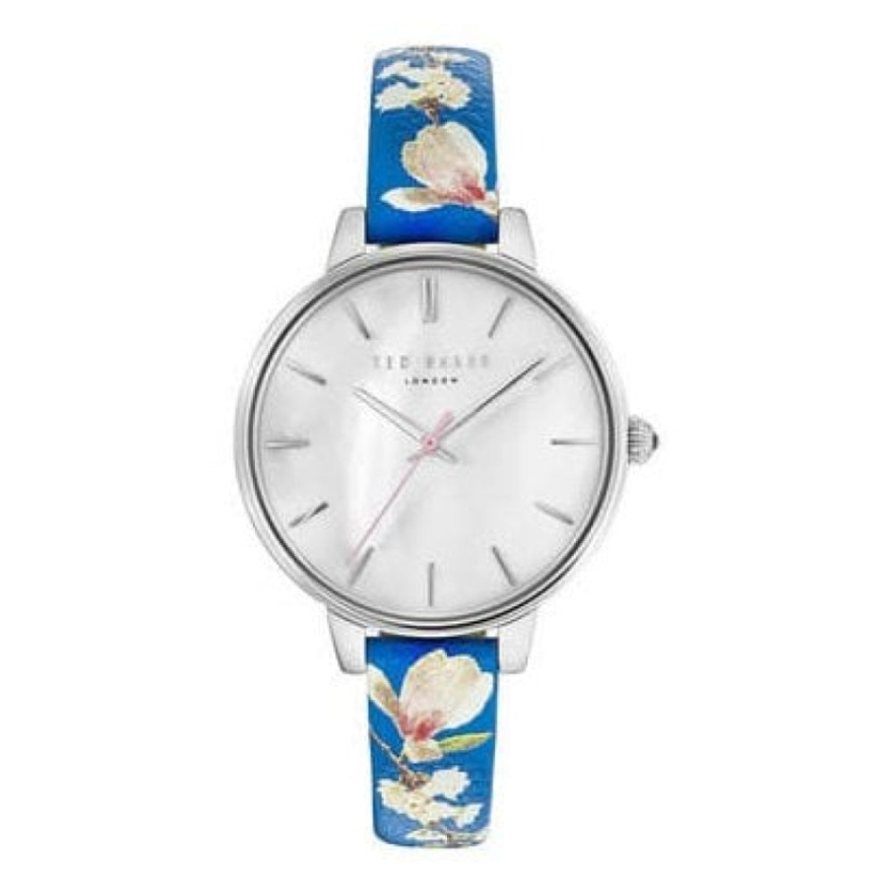 Silver Blue Floral Ladies Watch