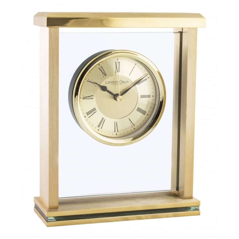Gold Finish Flat Top Mantel Clock