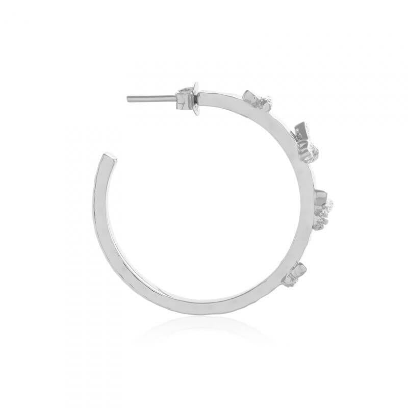 Sterling Silver Lucky Bee Open Hoop Earrings