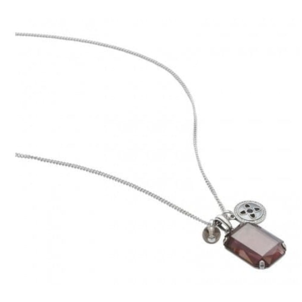 Ladies Pendant Charm Necklace With Pink Stone