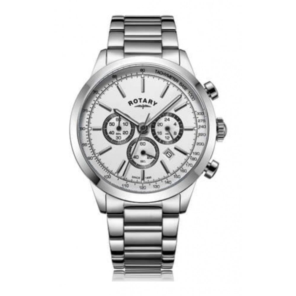Stainless Steel White Chronograph Gents Watch