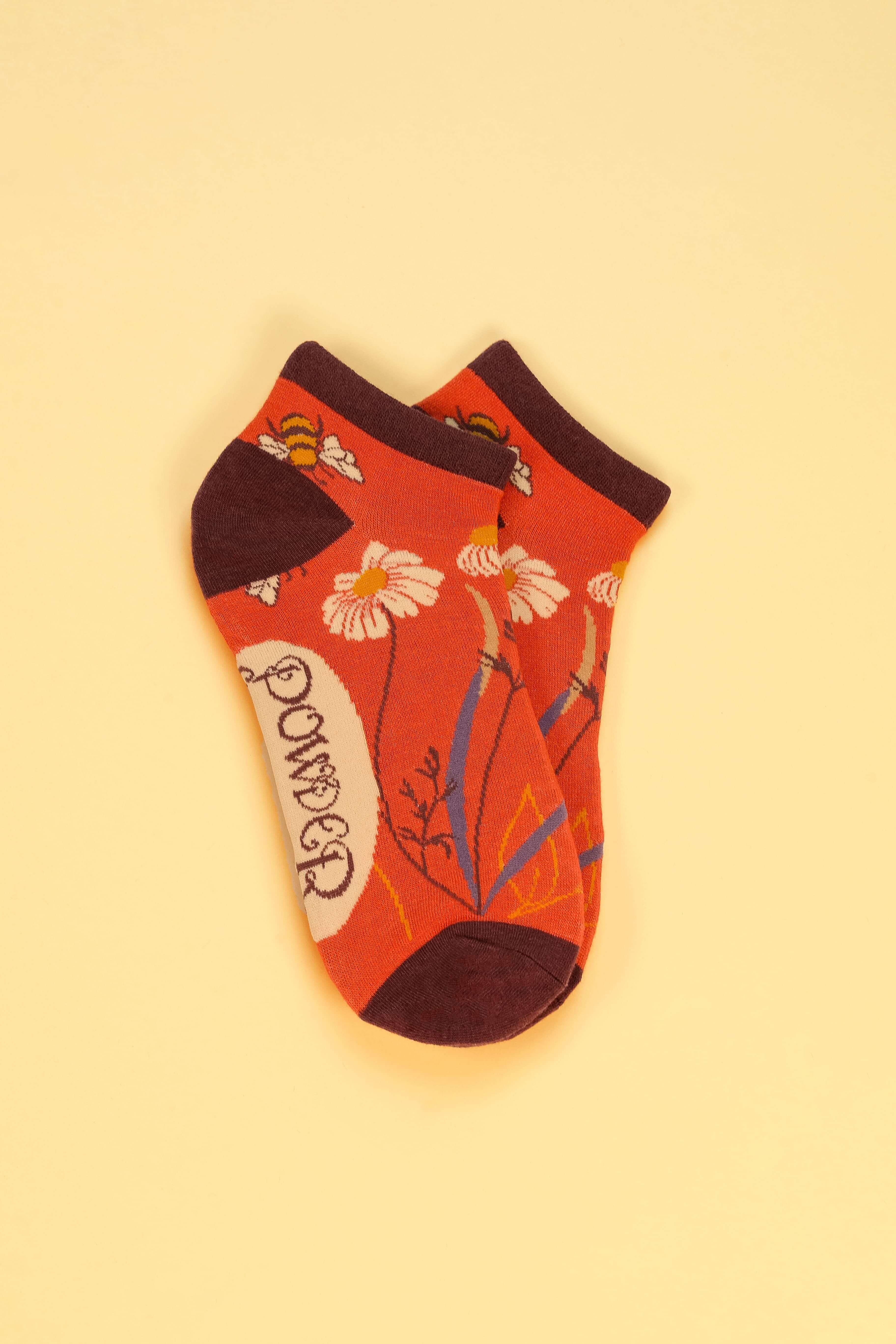 Summer Meadow - Coral Trainer Socks