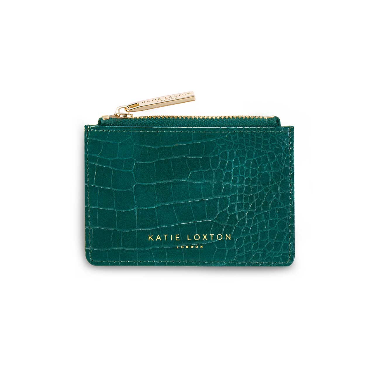 Celine Faux Croc Card Holder | Forest Green