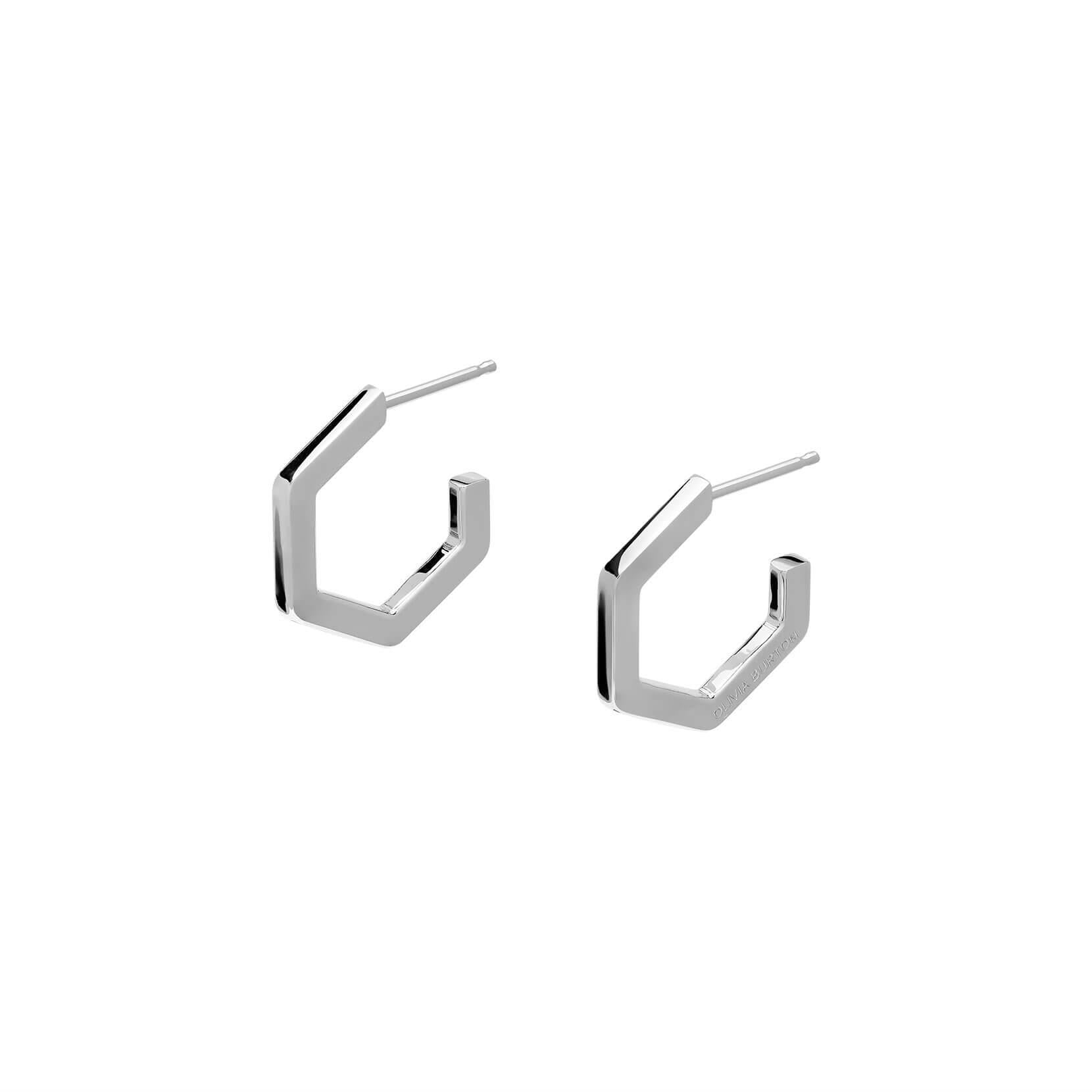 Honeycomb Silver Tone Small Hoop Earrings