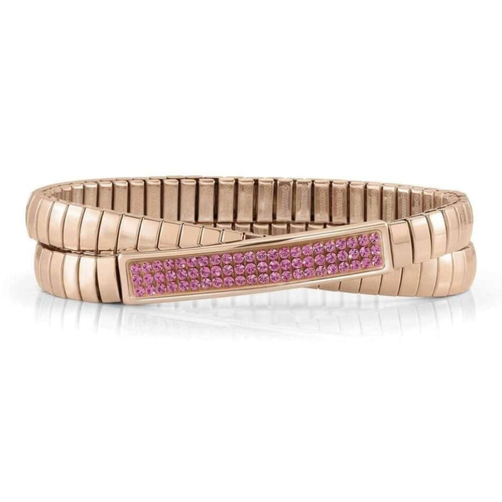 Steel Xte Bracelets And Swarovski Double Fin, Rose Gold (030_Fuchsia)