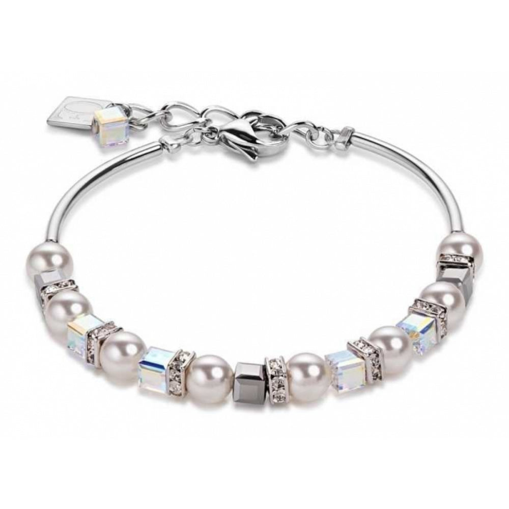 Silver Crystals & Pearls Bracelet