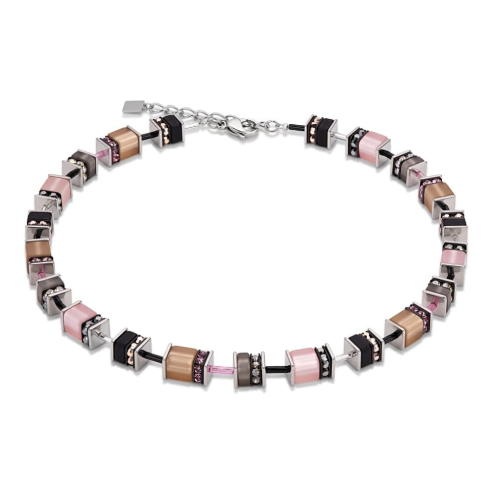 Pink and Beige Geo Cube Necklace