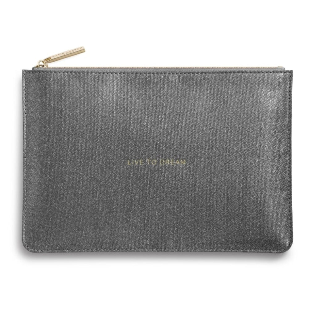 PERFECT POUCH - LIVE TO DREAM - charcoal shimmer - 16x24cm