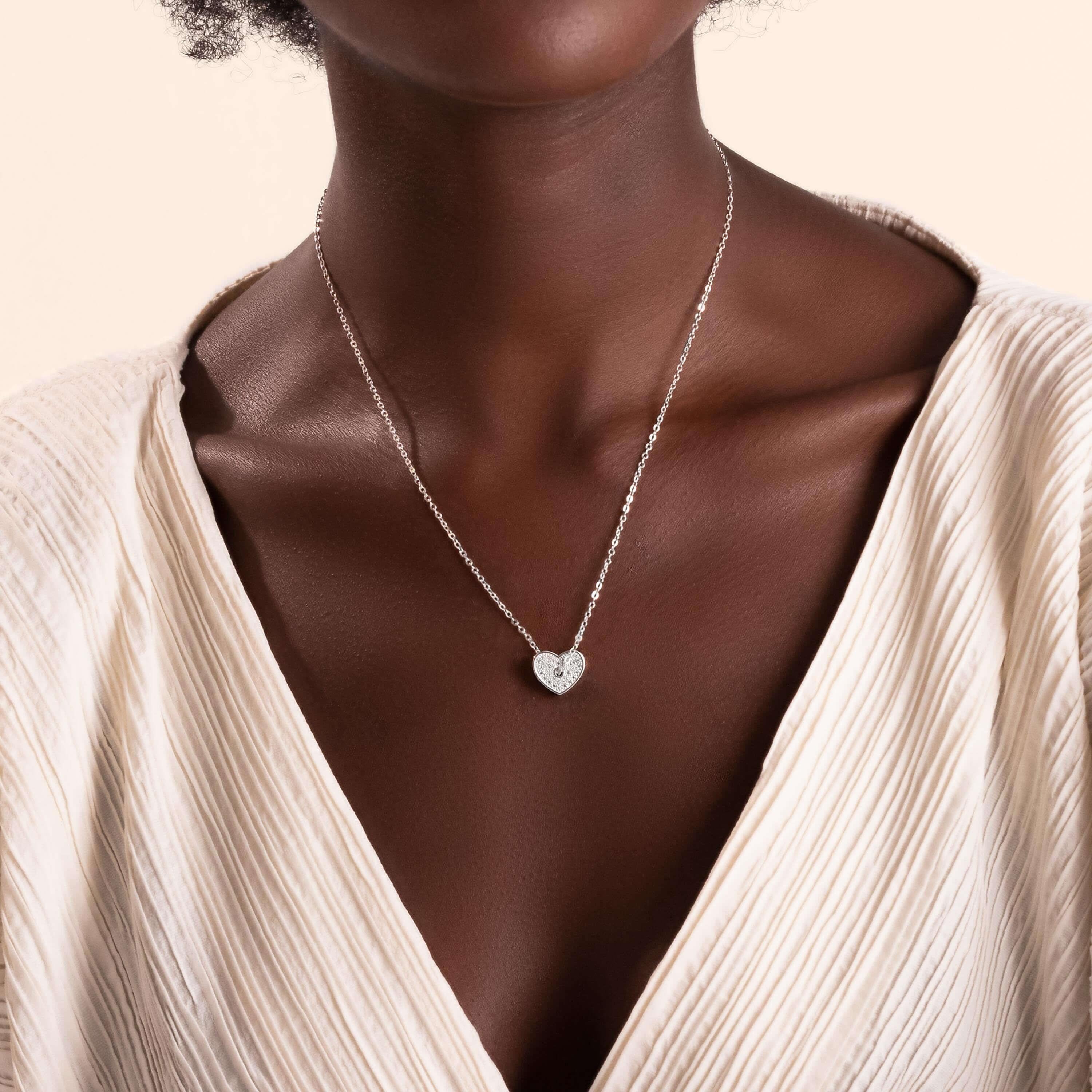 Silva | Heart Necklace | Silver | Necklace | 46cm + 5cm Extender