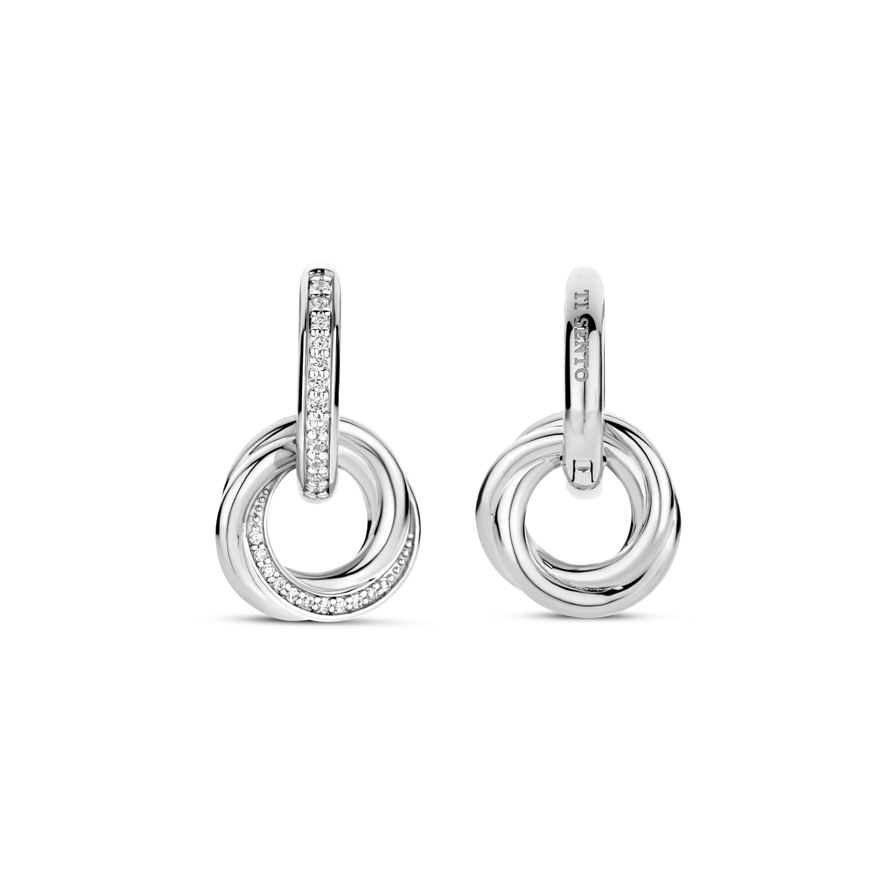 Intertwined Circle CZ Hoop Earrings