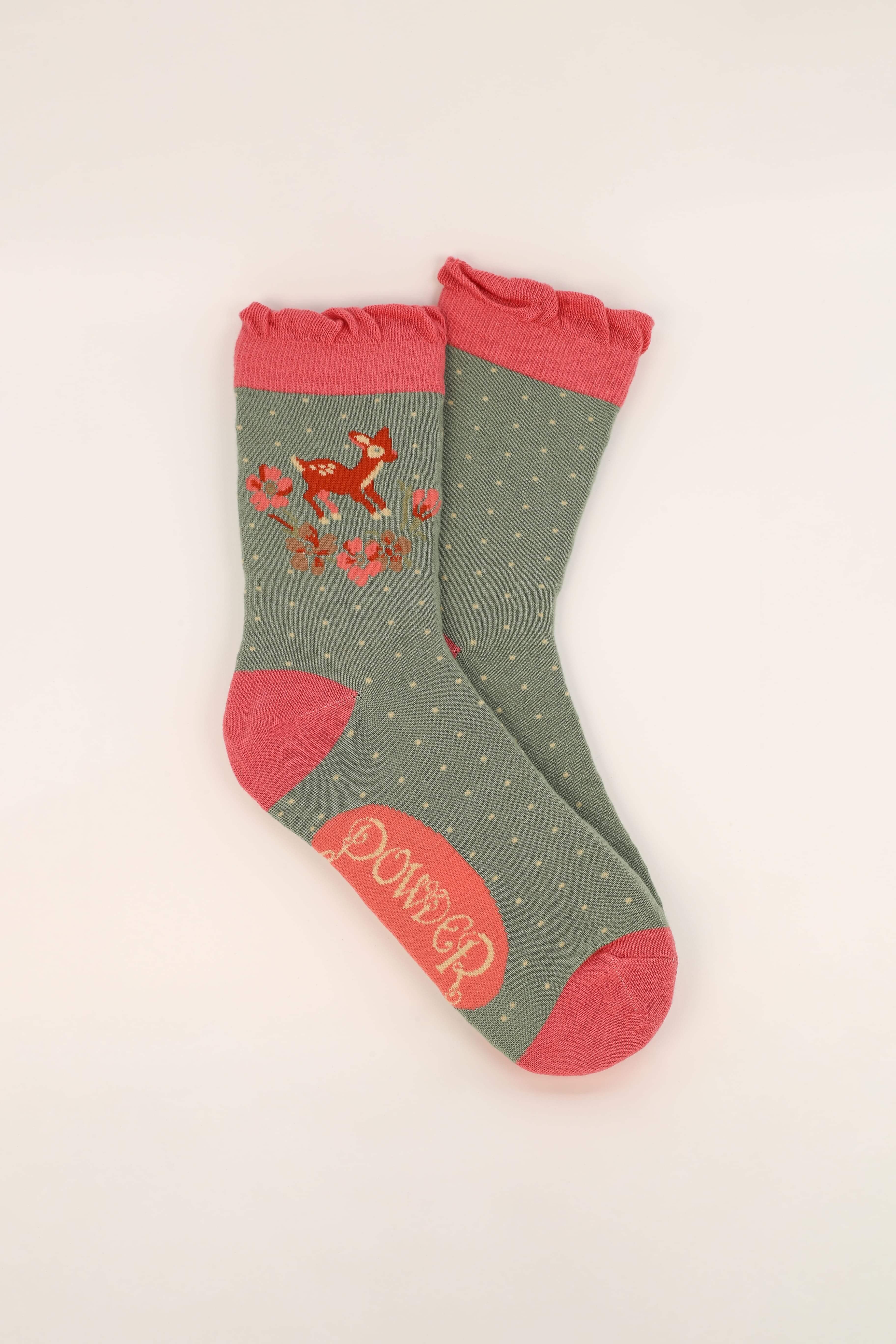 Vintage Fawn Ankle Socks - Sage