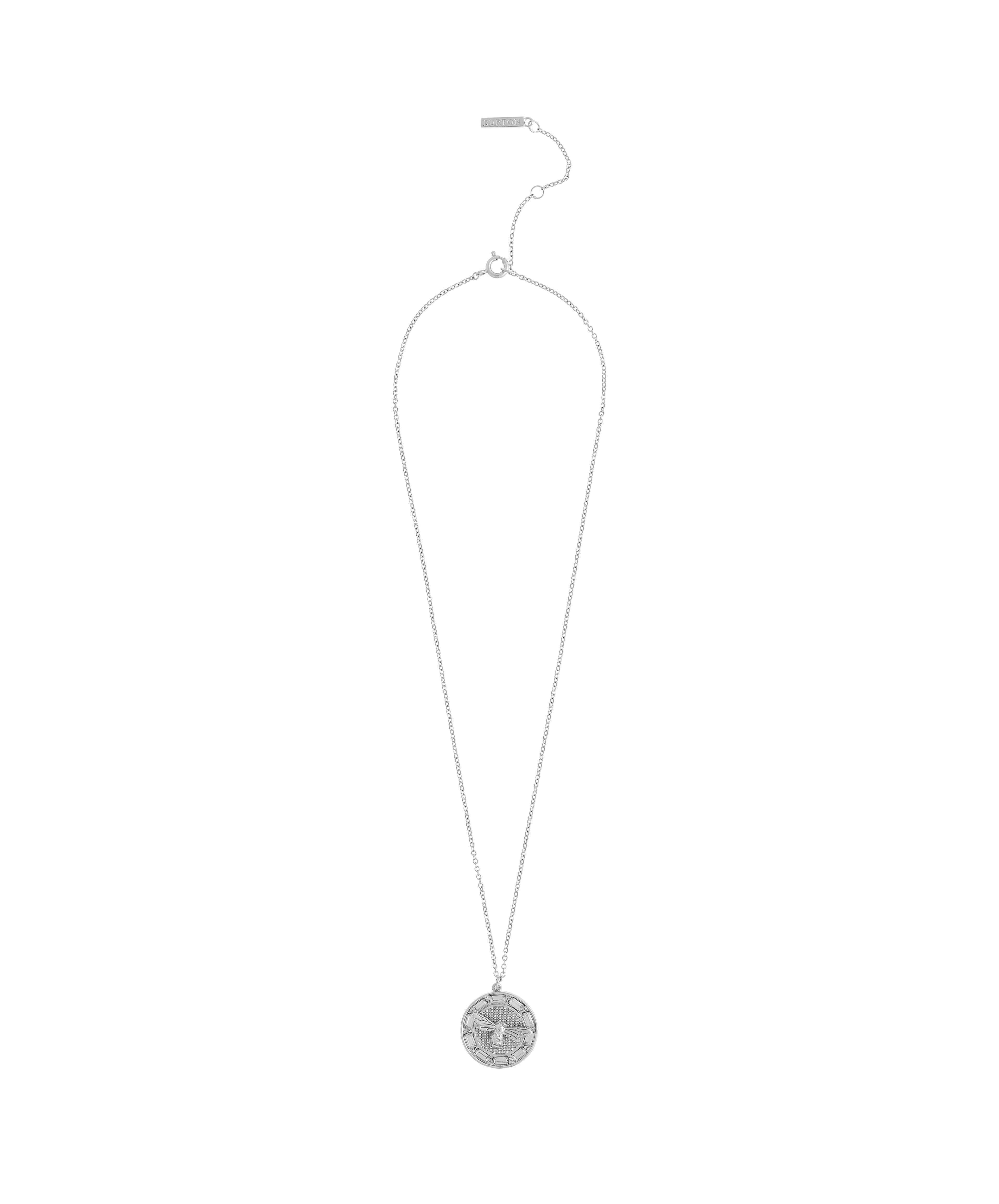 Lucky Bee Stone Set Pendant Silver Necklaces