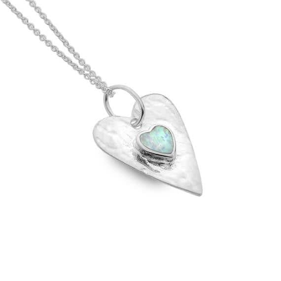 Origins Forever Opalite Textured Heart Pt Necklace