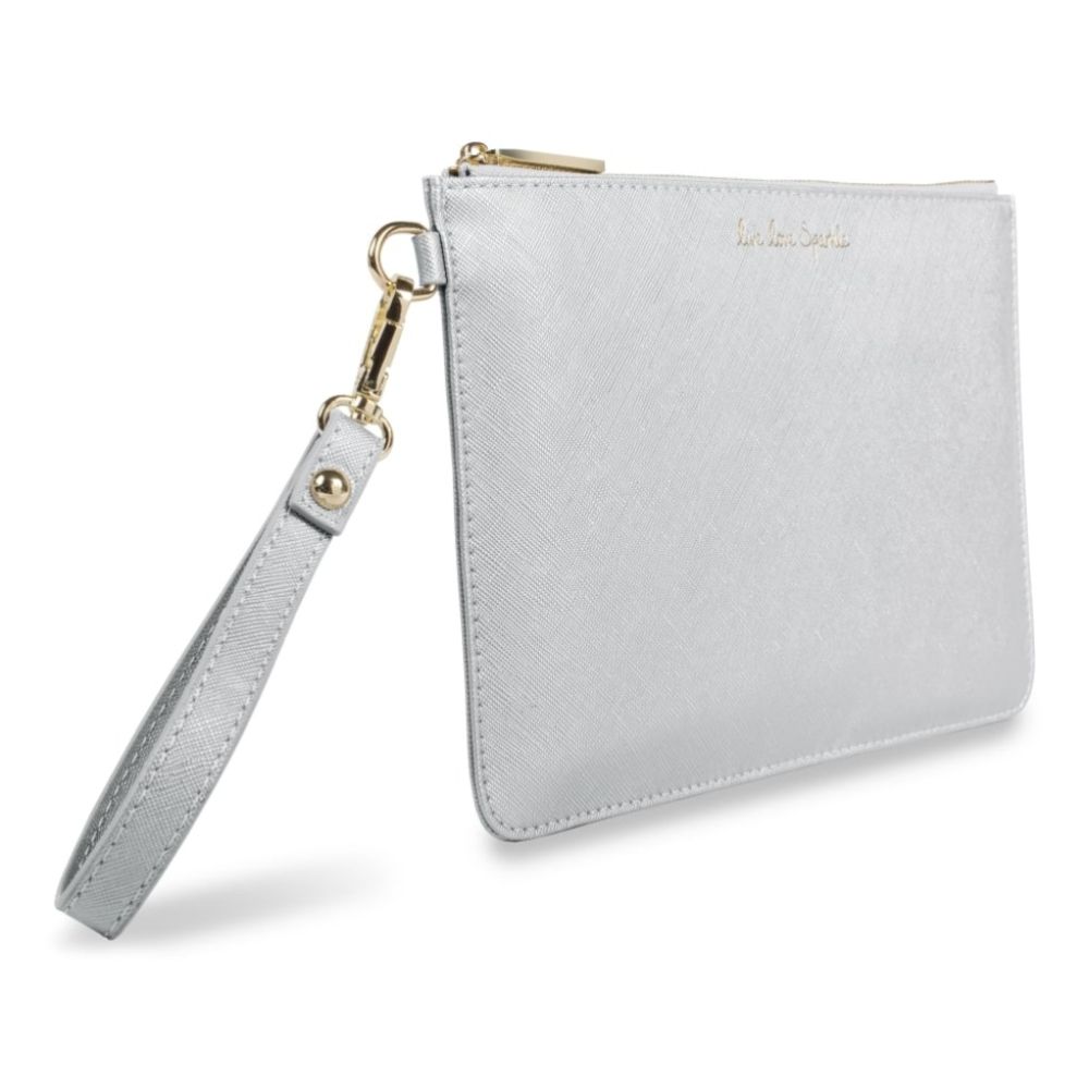 SECRET MESSAGE POUCH - LIVE LOVE SPARKLE/A REMINDER TO LIVE LOVE SPARKLE EVERY DAY - metallic silver - 16x24cm