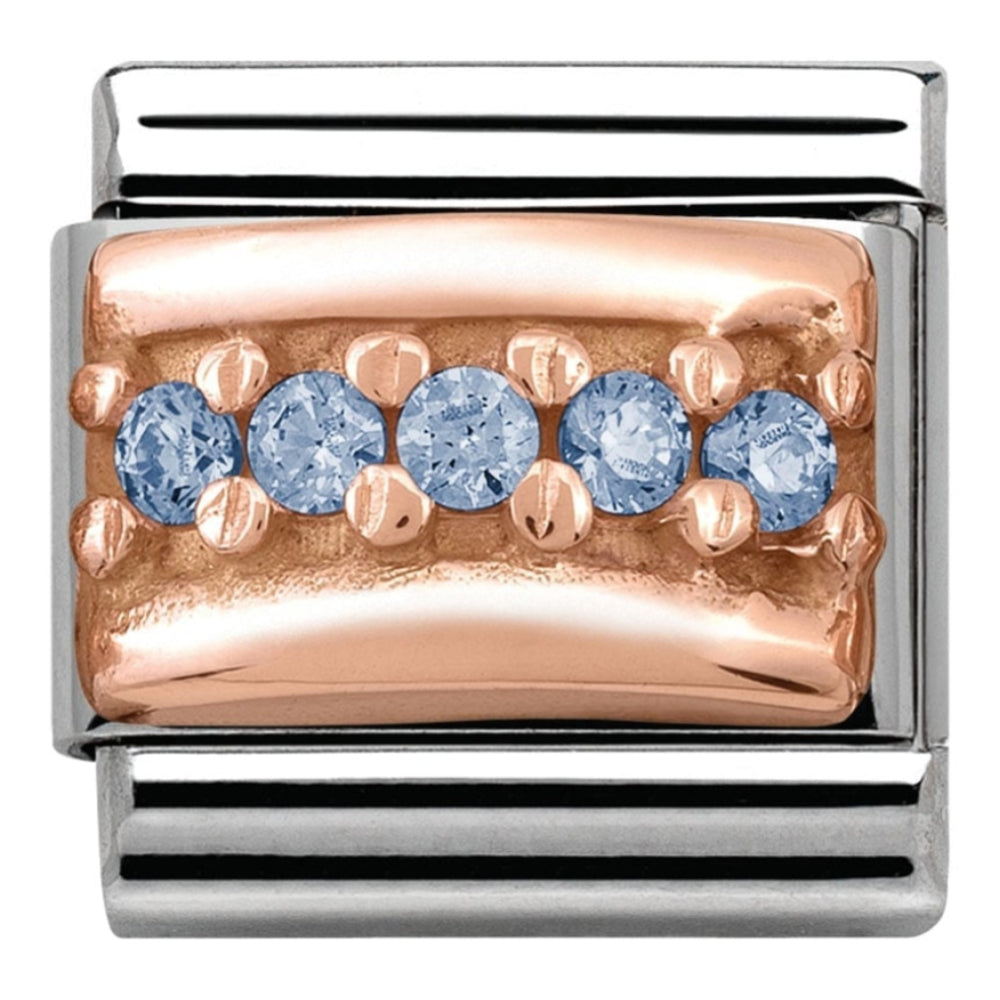 Classic Rose Gold Light Blue CZ Link