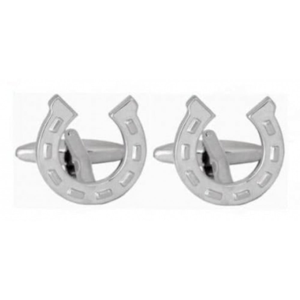 Rhodium Plated Horseshoe Cufflinks