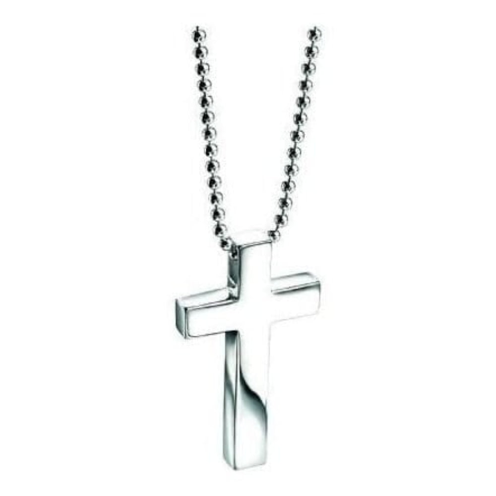 Gents Sterling Silver Cross Pendant Necklace