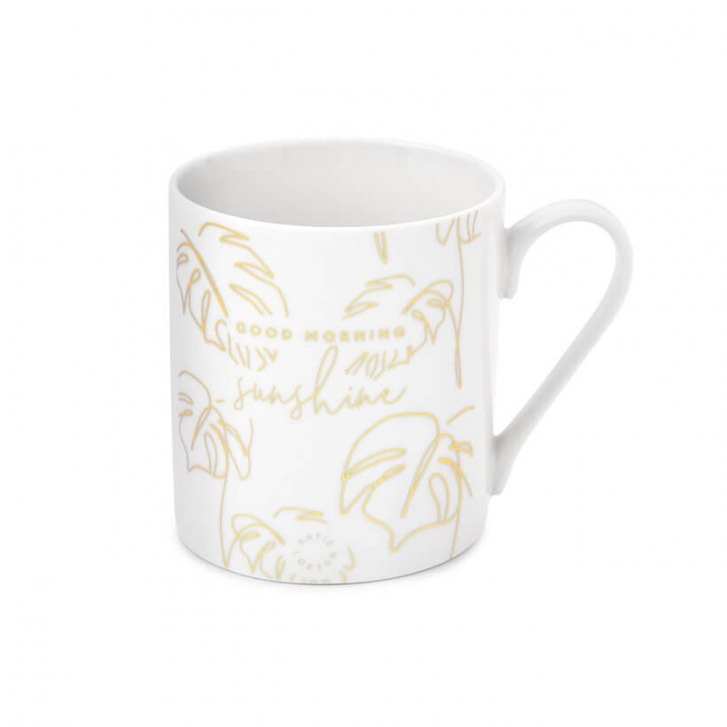 Boxed Porcelain Mug | Good Morning Sunshine | White And Gold