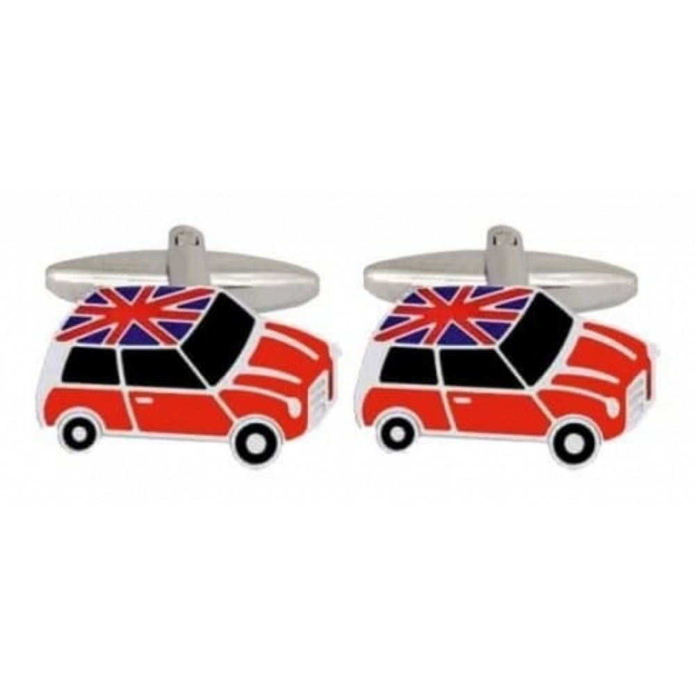 Rhodium Plated Union Jack Mini Cooper Cufflinks
