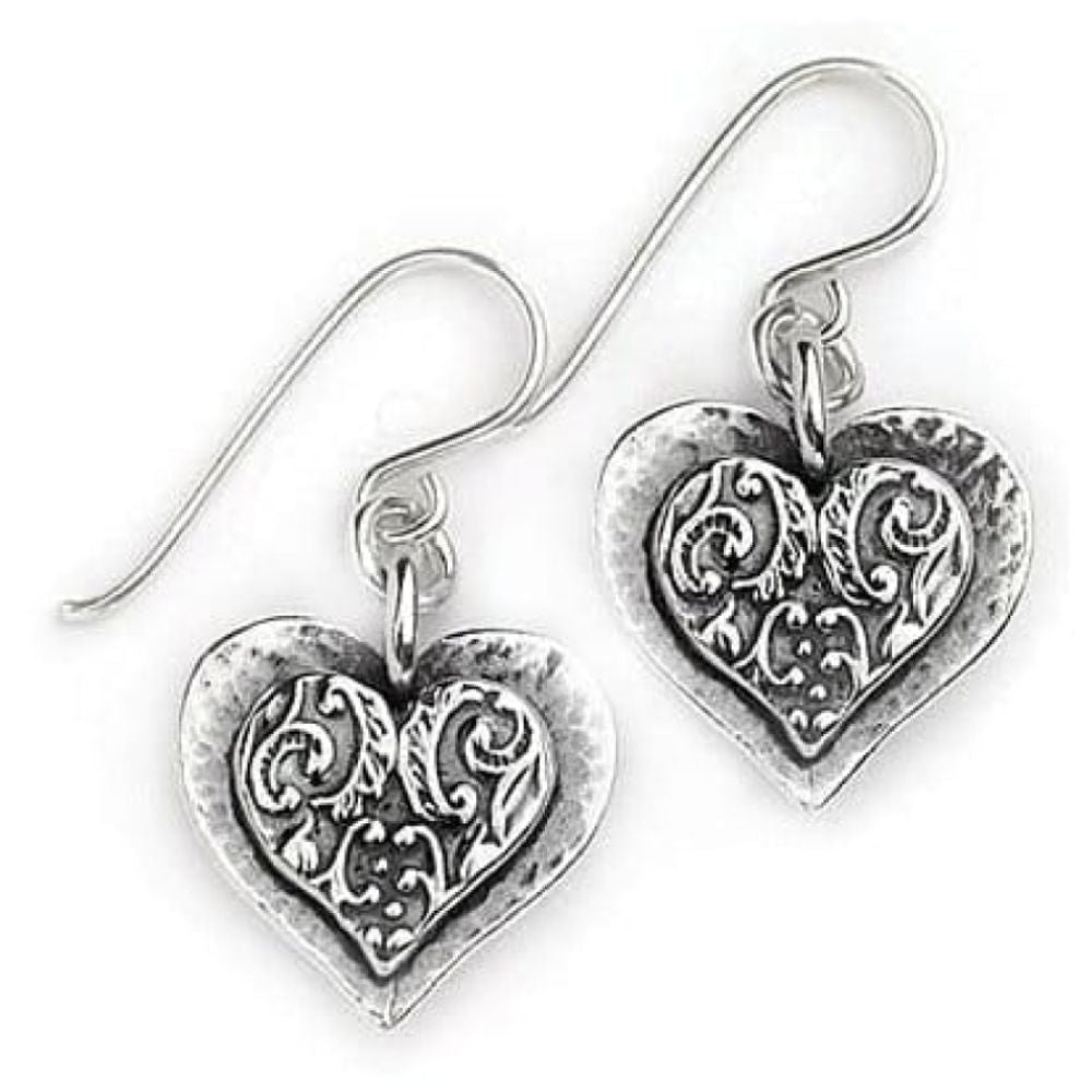 Ladies Handmade Silver Heart Drop Earrings