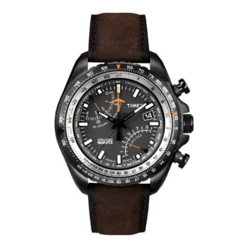 IQ Fly-Back Chronograph Brown Leather Watch