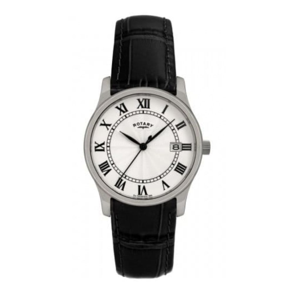Black Croco Leather Date Watch