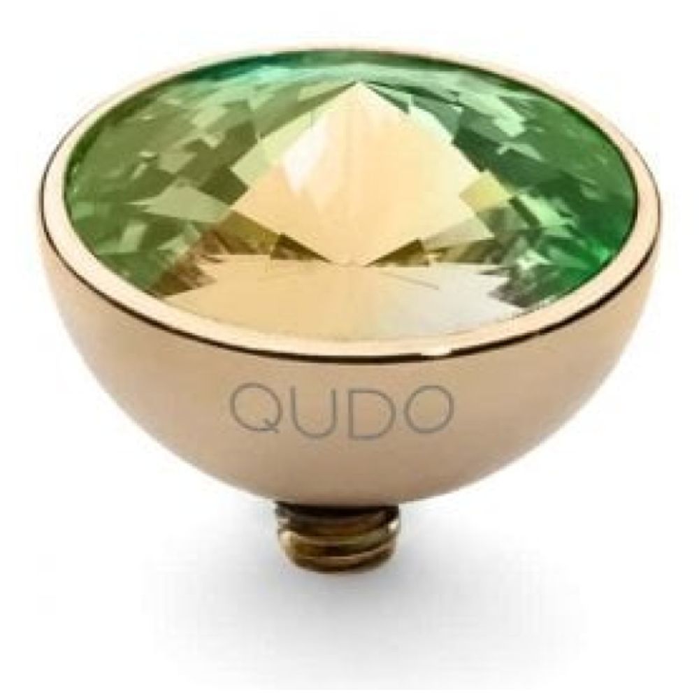 Famosa Gold 11.5mm Bottone Ring Top Luminous Green