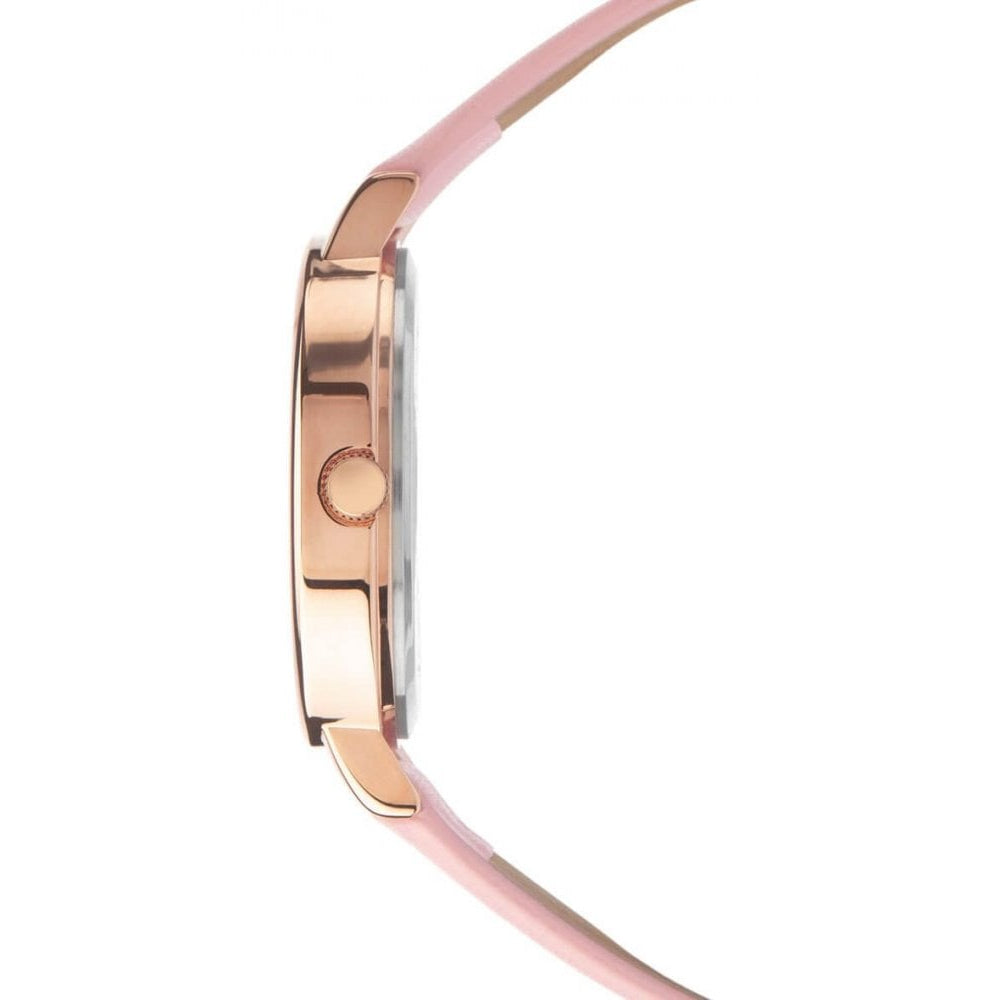 Rose Gold Plated Case With White Dial & Pink PU Strap Ladies Watch